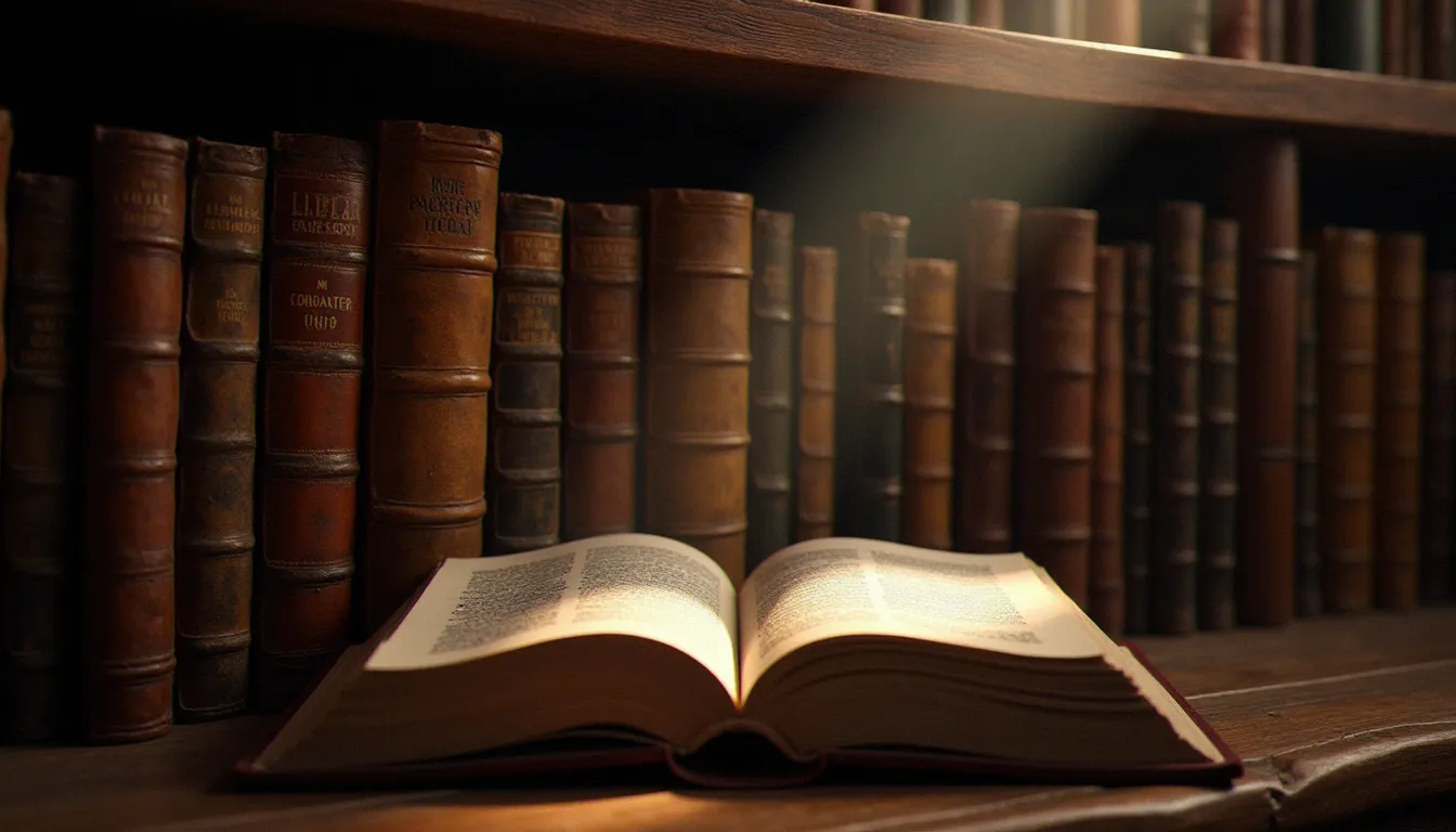 Bibliothèque monastique avec des ouvrages anciens de maîtres spirituels chrétiens